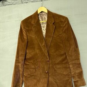 Sheplers Mens Corduroy Western Blazer Jacket Brown Double Button Elbow Patches